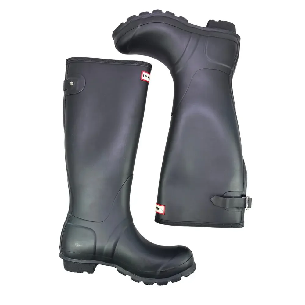 Hunter Original‎ Tall Rubber Rain Boots Womens 7 Black Adjust Buckle